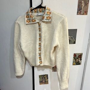 zara jacquard knit floral detail sweater